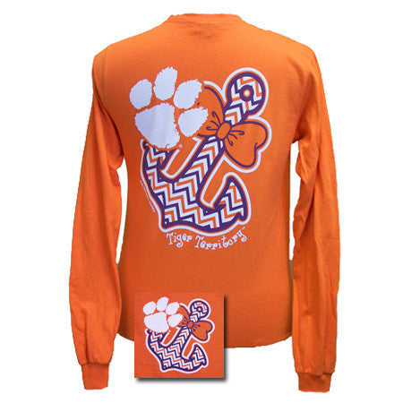 Clemson Bowtie Anchor Orange Long Sleeve