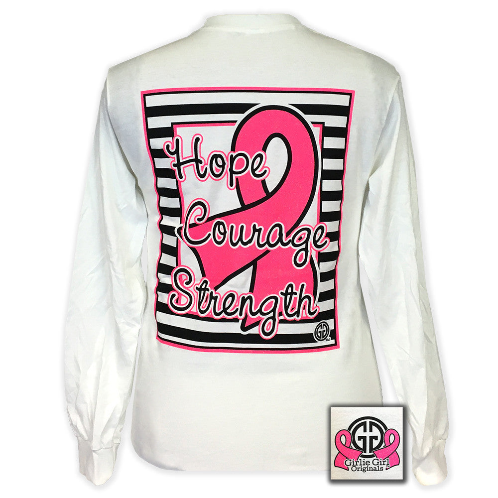Cure Hope Courage Strength White Long Sleeve