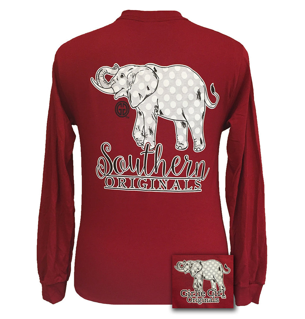 Polka Dot Elephant Cardinal Red Long Sleeve