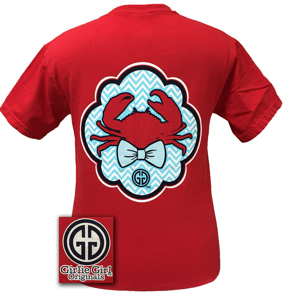 Preppy Crab with Bowtie Red Comfort Color