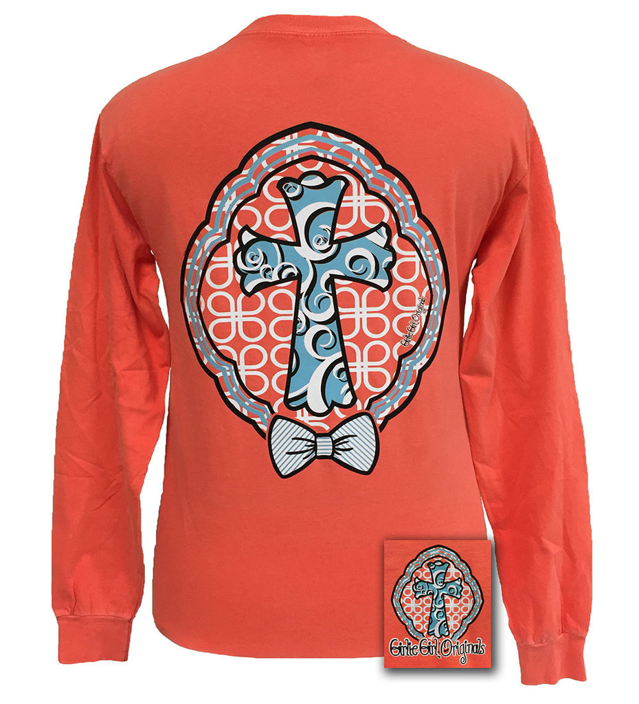 Preppy Cross Long sleeve Bright Salmon Comfort Color