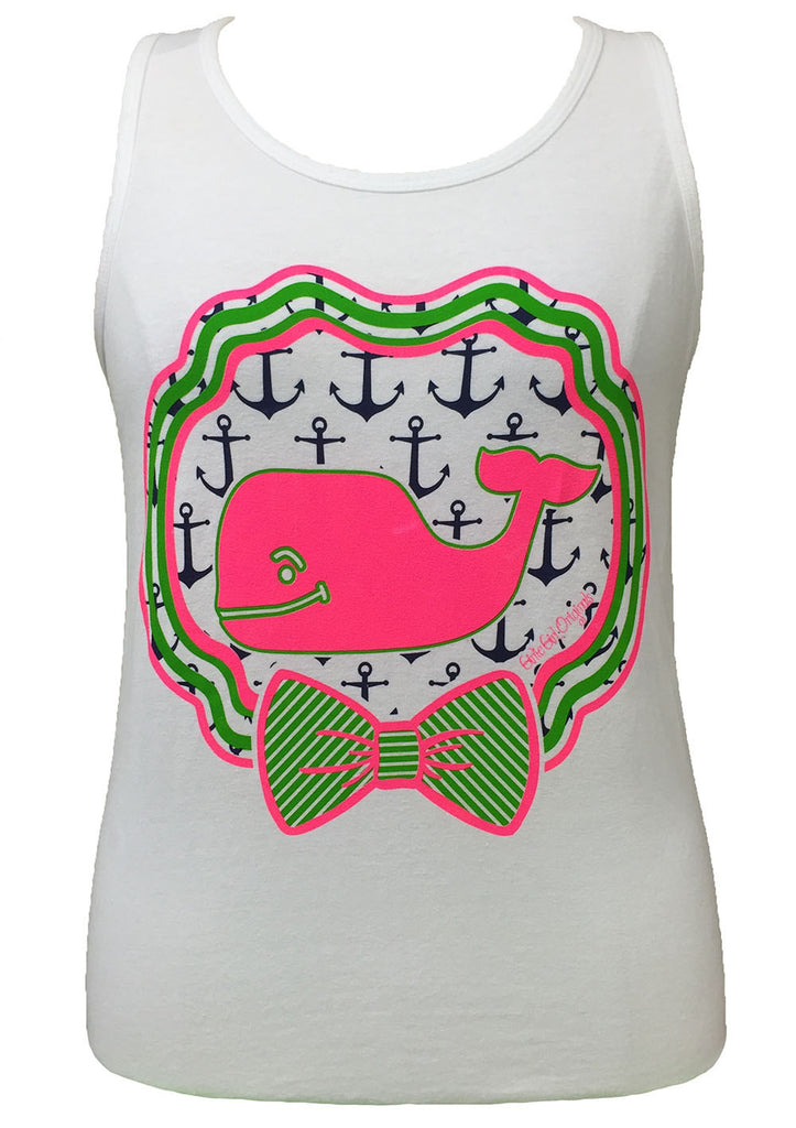 Preppy Whale Comfort Color Tank White