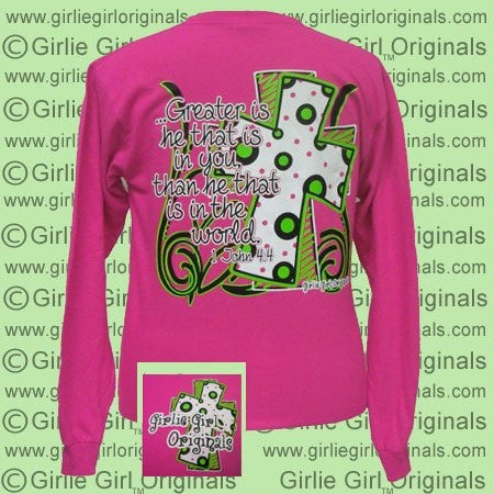 Greater Is He - Hot pink (Long sleeve)