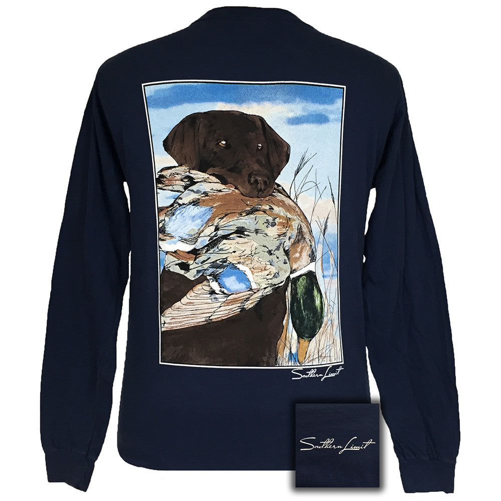 Southern Limit Chocolate Lab True Navy Comfort Color Long Sleeve