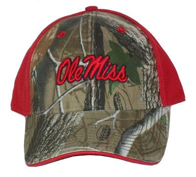 Ole Miss Cap: Camo Front Panel - Red