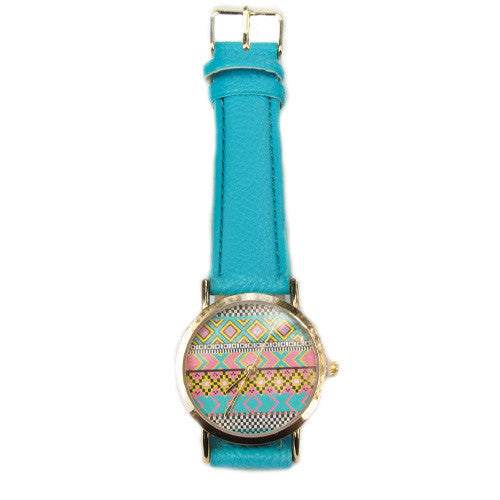 Aztec Watch Aqua Blue