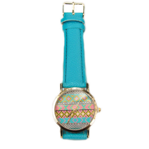 Aztec Watch Aqua Blue