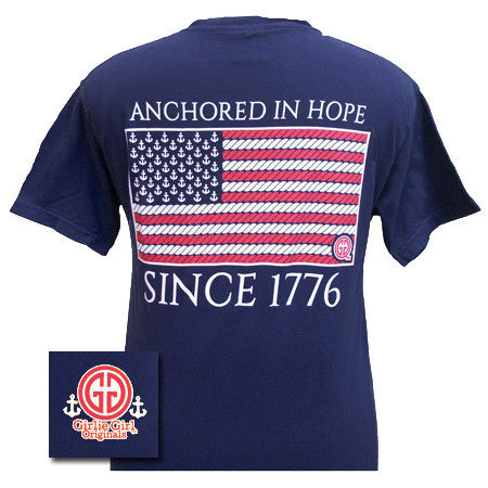 Anchored in Hope Flag Comfort Color True Navy