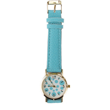 Dots Faced Watch Aqua