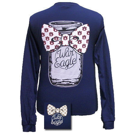 Auburn Mason Jar Bowtie Long Sleeve Navy