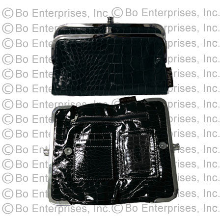 Bi-fold Black Croc Clutch Wallet