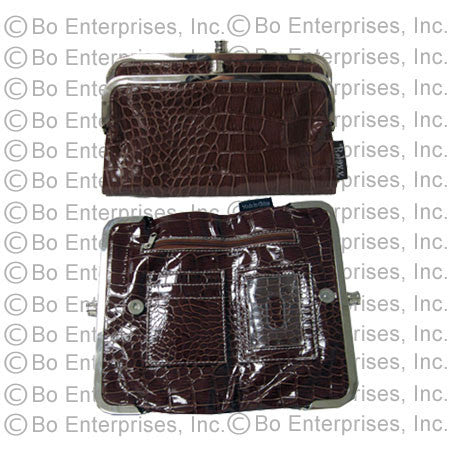 Bi-fold Brown Croc Clutch Wallet