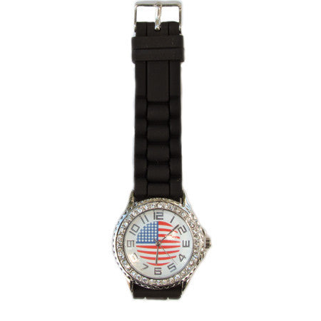 Flag Faced Jelly Watch Black