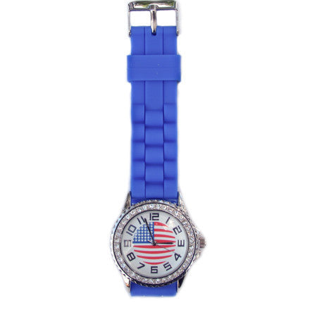 Flag Faced Jelly Watch Blue