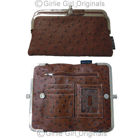 Bi-fold Brown Ostrich Clutch Wallet