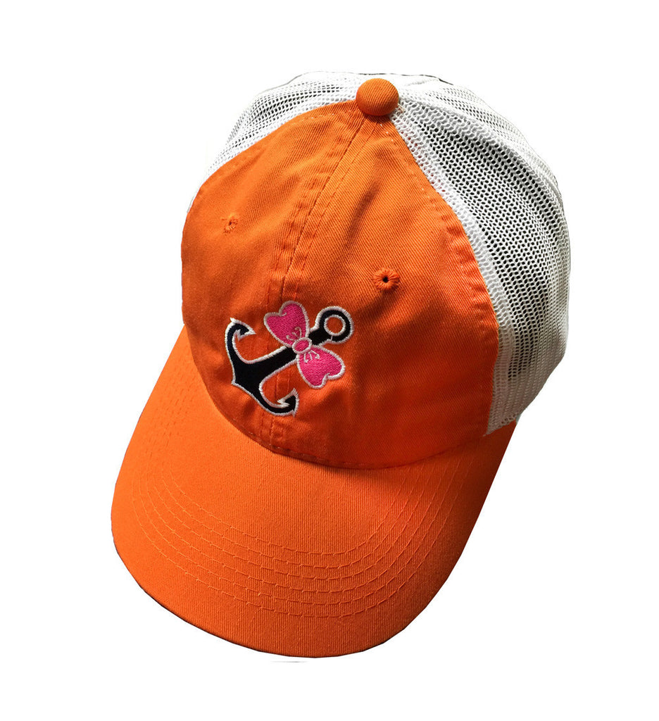 CAP- ORANGE WITH BOWTIE ANCHOR