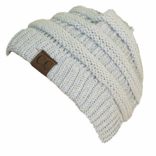 CC20A BEANIE IVORY SILVER METALLIC