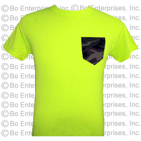 Camo Sewn Pocket T - Safety Green (short Sleeve)