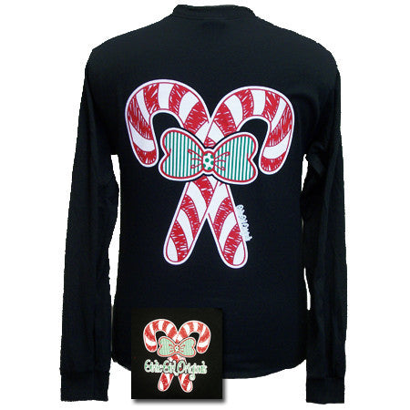 Candy Cane Bowtie Long Sleeve Black