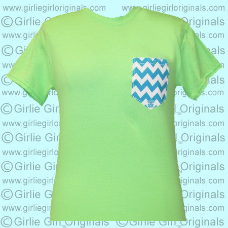 Chevron Printed Pocket - Anvil Neon Green (Short Sleeve)