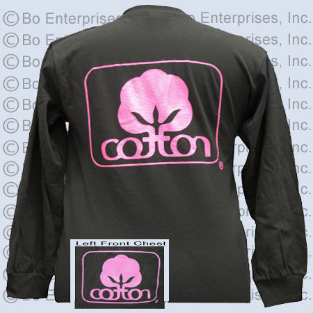 "Cotton" T: Logo 1-Pink : Dark Chocolate (Long Sleeve)