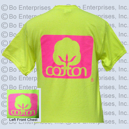 "Cotton" T: Logo 2-Pink : Safety Green (Short Sleeve)