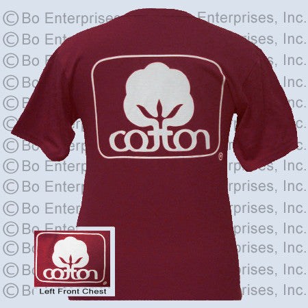 "Cotton" T: Logo 1-White : Maroon (Short Sleeve)