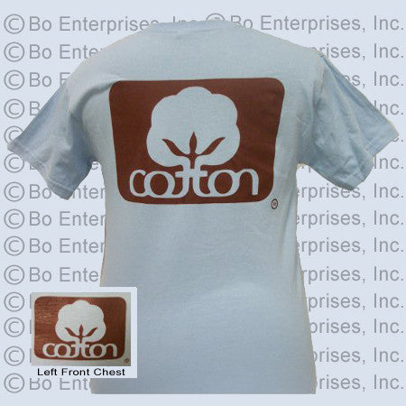 "Cotton" T: Logo 2-Brown : Light Blue (Short Sleeve)