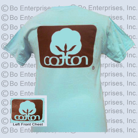 "Cotton" T: Logo 2-Brown : Sky Blue (Short Sleeve)