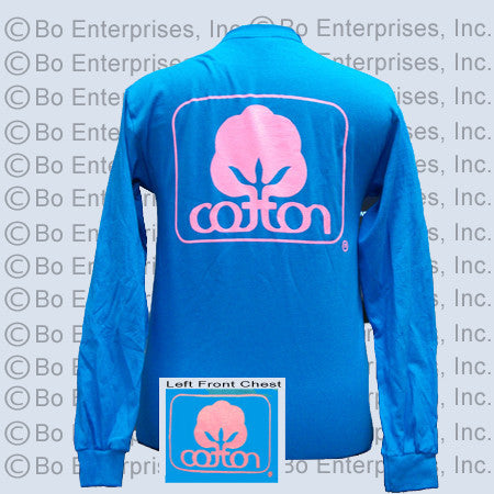 "Cotton" T: Logo 1-Pink : Sapphire Blue (Long Sleeve)