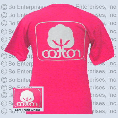 "Cotton" T: Logo 1-White : Hot Pink (Short Sleeve)