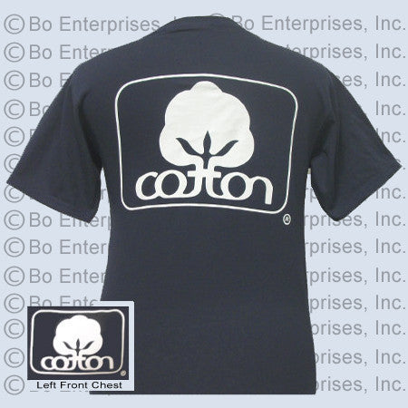 "Cotton" T: Logo 1-White : Navy Blue (Short Sleeve)