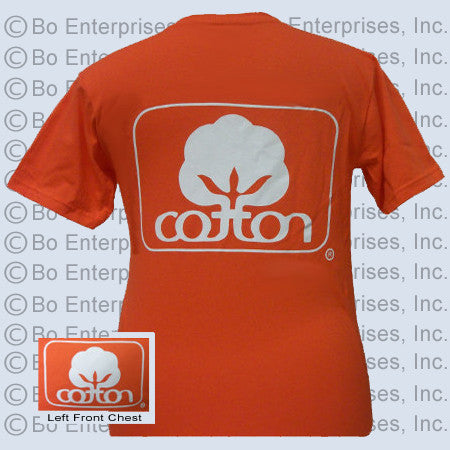 "Cotton" T: Logo 1-White : Orange (Short Sleeve)