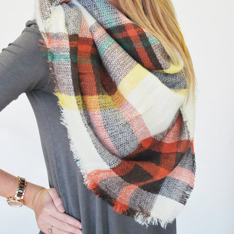 SC - PLAID BLANKET SCARF YELLOW