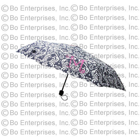 Damask Design Initialed Folding Umbrella