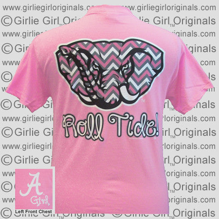 Alabama T-Shirt: Alabama Logo Chevron-Neon Pink (Short Sleeve)