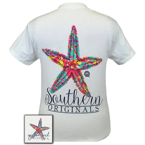 Starfish Pattern White Short Sleeve