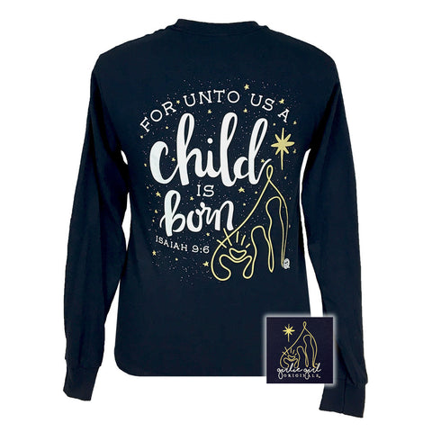 A Child is Born Navy Long Sleeve