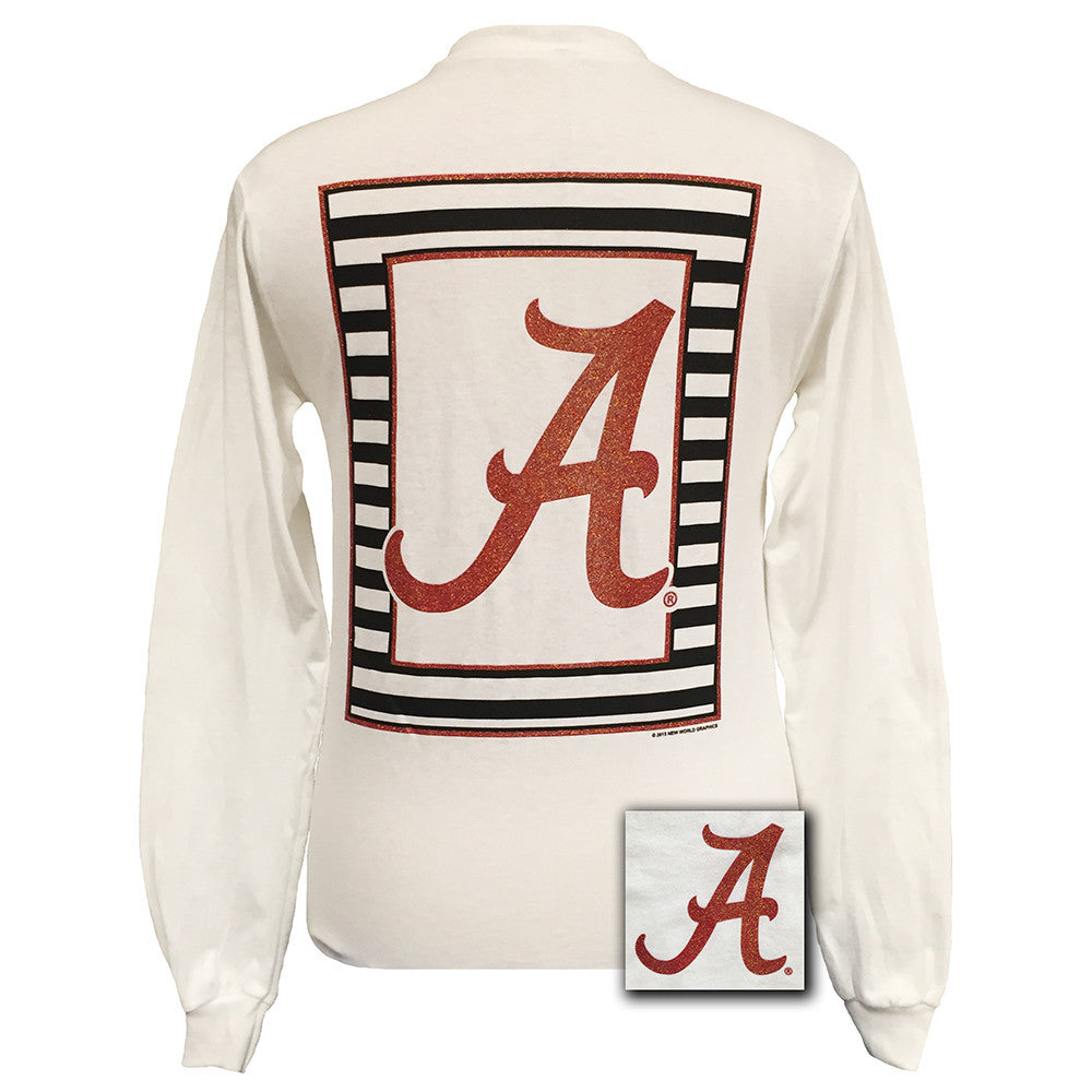 Glitter Logo Alabama White Long Sleeve