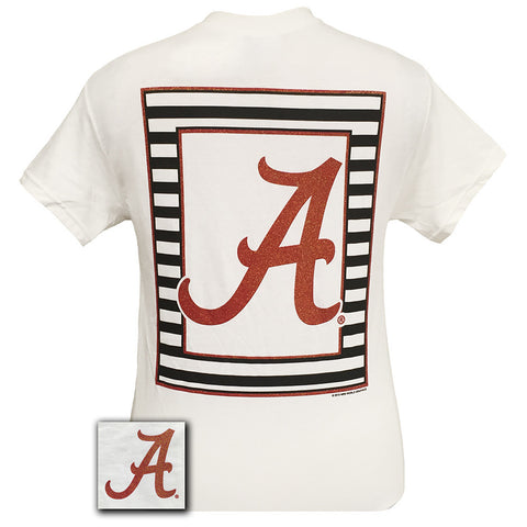 Glitter Logo Alabama White Short Sleeve