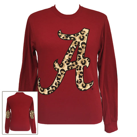 Alabama Leopard Logo Cardinal Red Long Sleeve