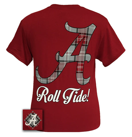 Plaid Logo -Alabama - Cardinal Red