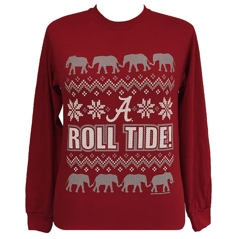 Alabama Christmas Cardinal Red Long Sleeve