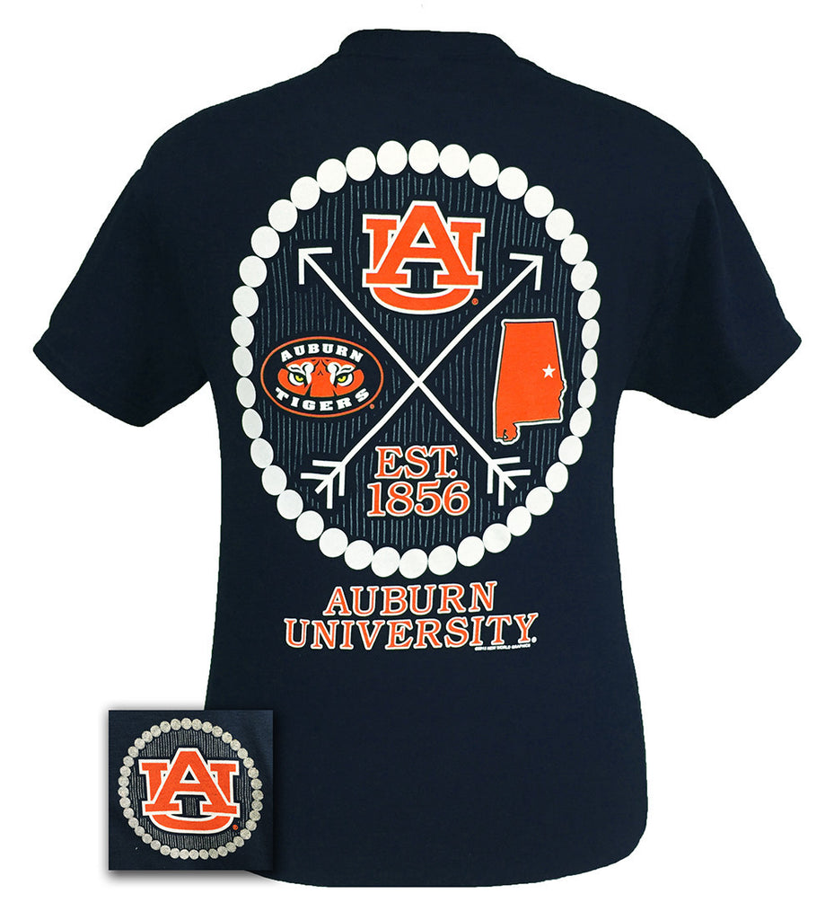 Pearls - Auburn - Navy short sleeve