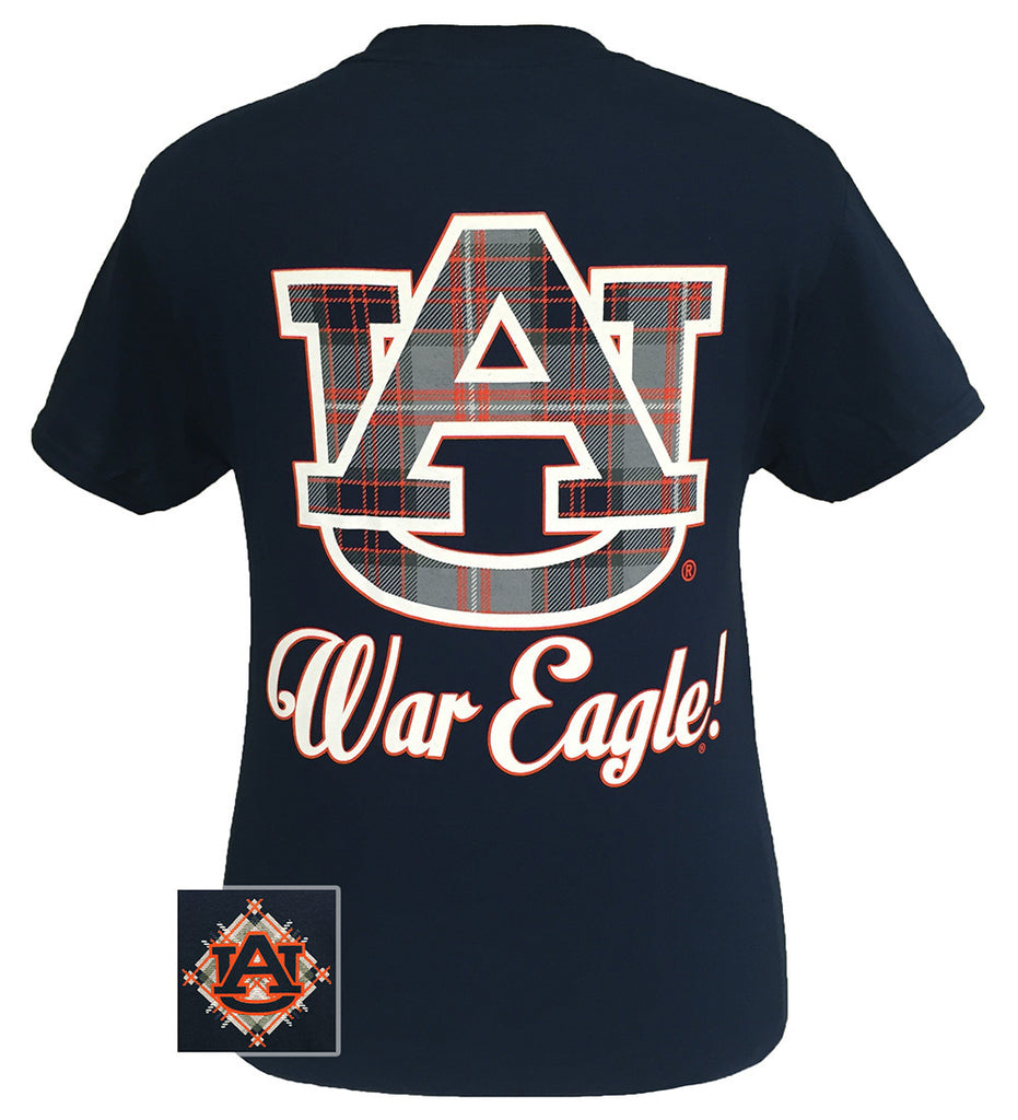 Plaid Logo - Auburn - Navy short sleeve