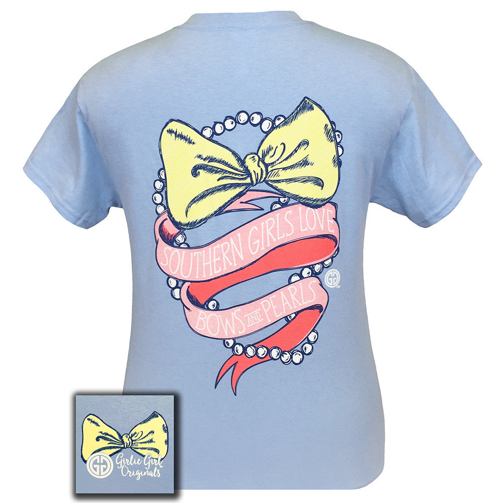 Bows and Pearls Light Blue Short Sleeve