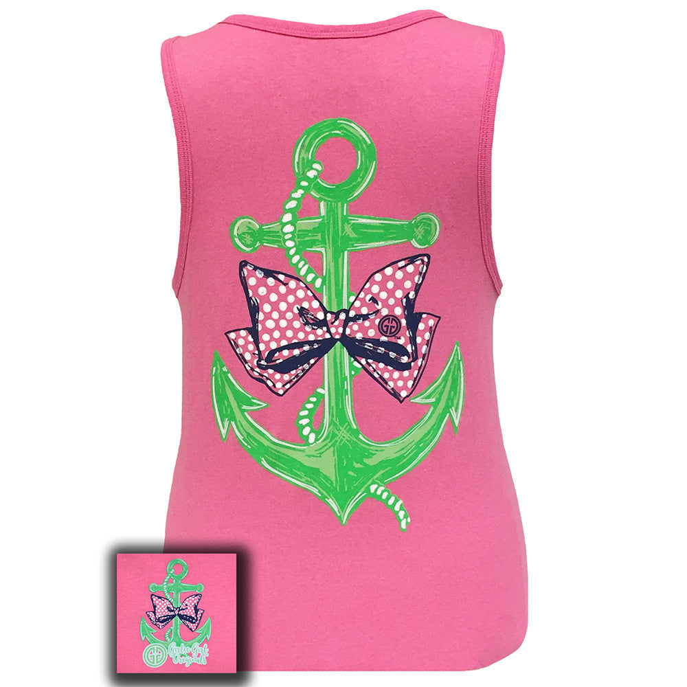 Bowtie Anchor Tank Neon Pink Pigment Dyed
