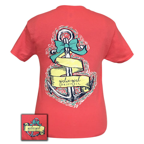 Bowtie Anchor 4 Coral Silk Short Sleeve