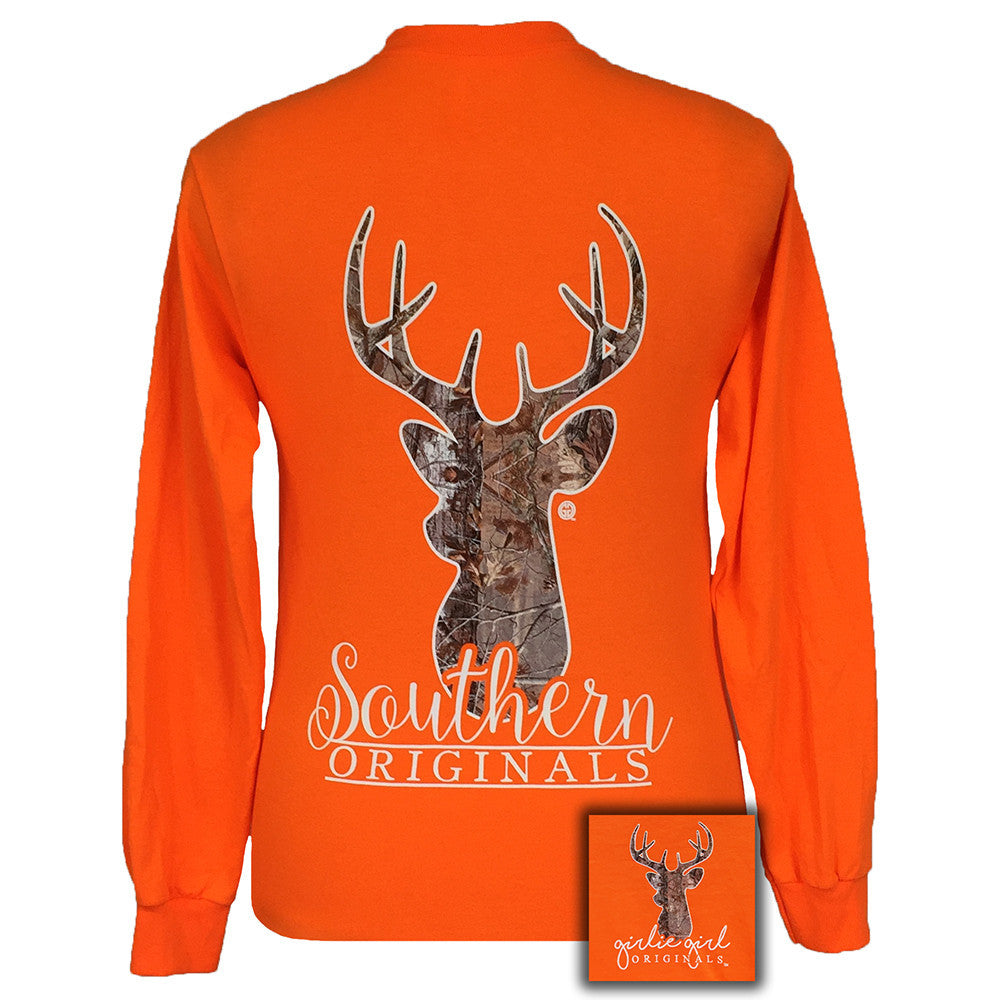 Camo Deer Safety Orange Long Sleeve