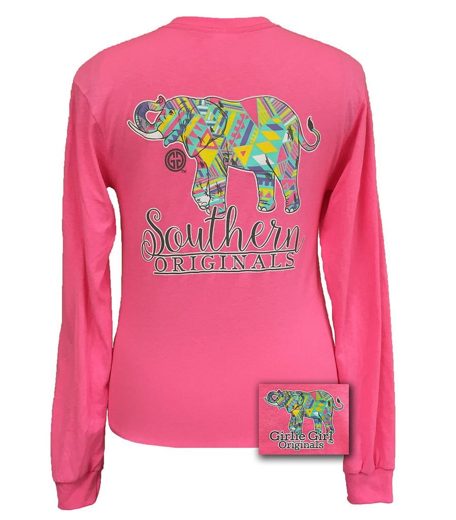 Aztec Elephant Safety Pink Long Sleeve